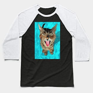 Meowy Tabby Cat Art Baseball T-Shirt